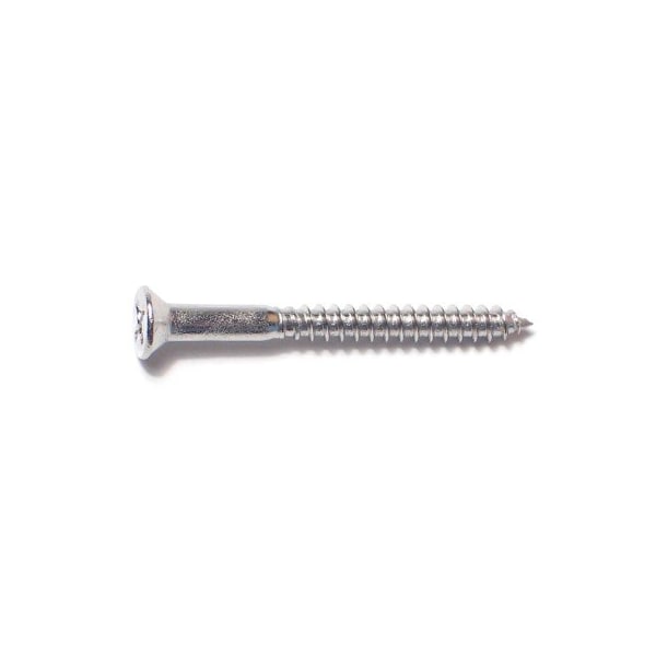Midwest Fastener Wood Screw, #6, 1-1/2 in, Plain 18-8 Stainless Steel Flat Head Phillips Drive, 20 PK 79124 - main